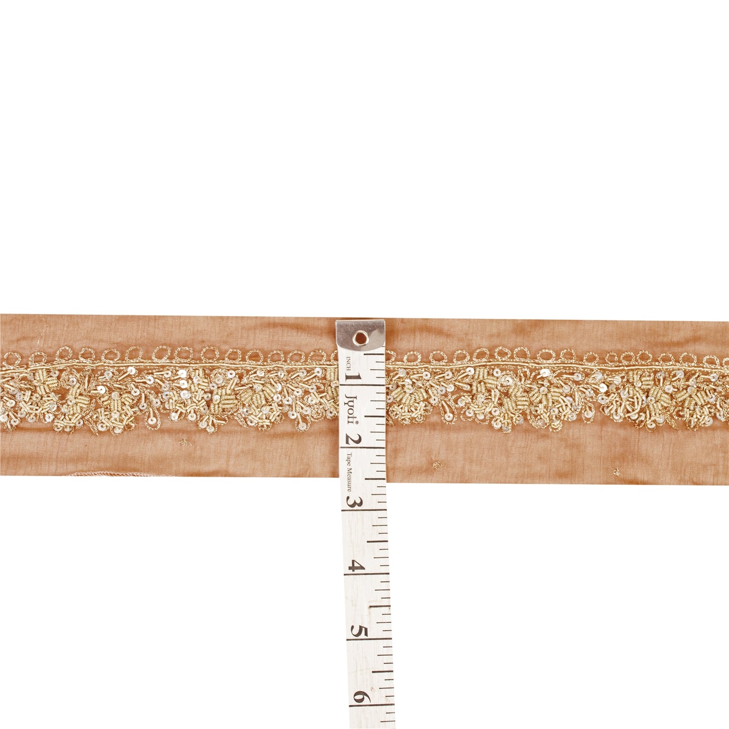 Sanskriti Vintage Sari Border Hand Beaded Zardozi 1 YD Craft Trim Peach SilkLace