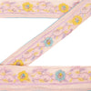 Sanskriti Vintage Sari Border Hand Bead Zardozi Sequins 1YD Craft Trim Pink Lace