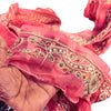 SANSKRITI VINTAGE SAREE BORDER HAND BEADED 1YD TRIM PATCH WORK LACE 2.5W PINK