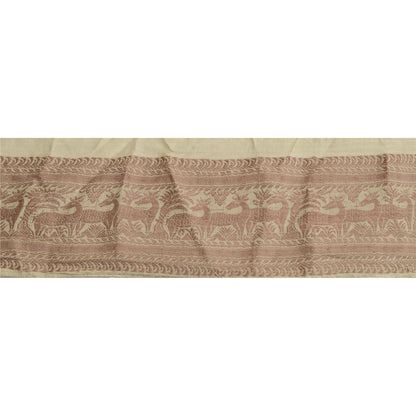 Sanskriti Vintage Sari Border Woven Baluchari Craft 1 Yd Sewing Ivory Trims Lace
