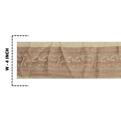 Sanskriti Vintage Sari Border Woven Baluchari Craft 1 Yd Sewing Ivory Trims Lace