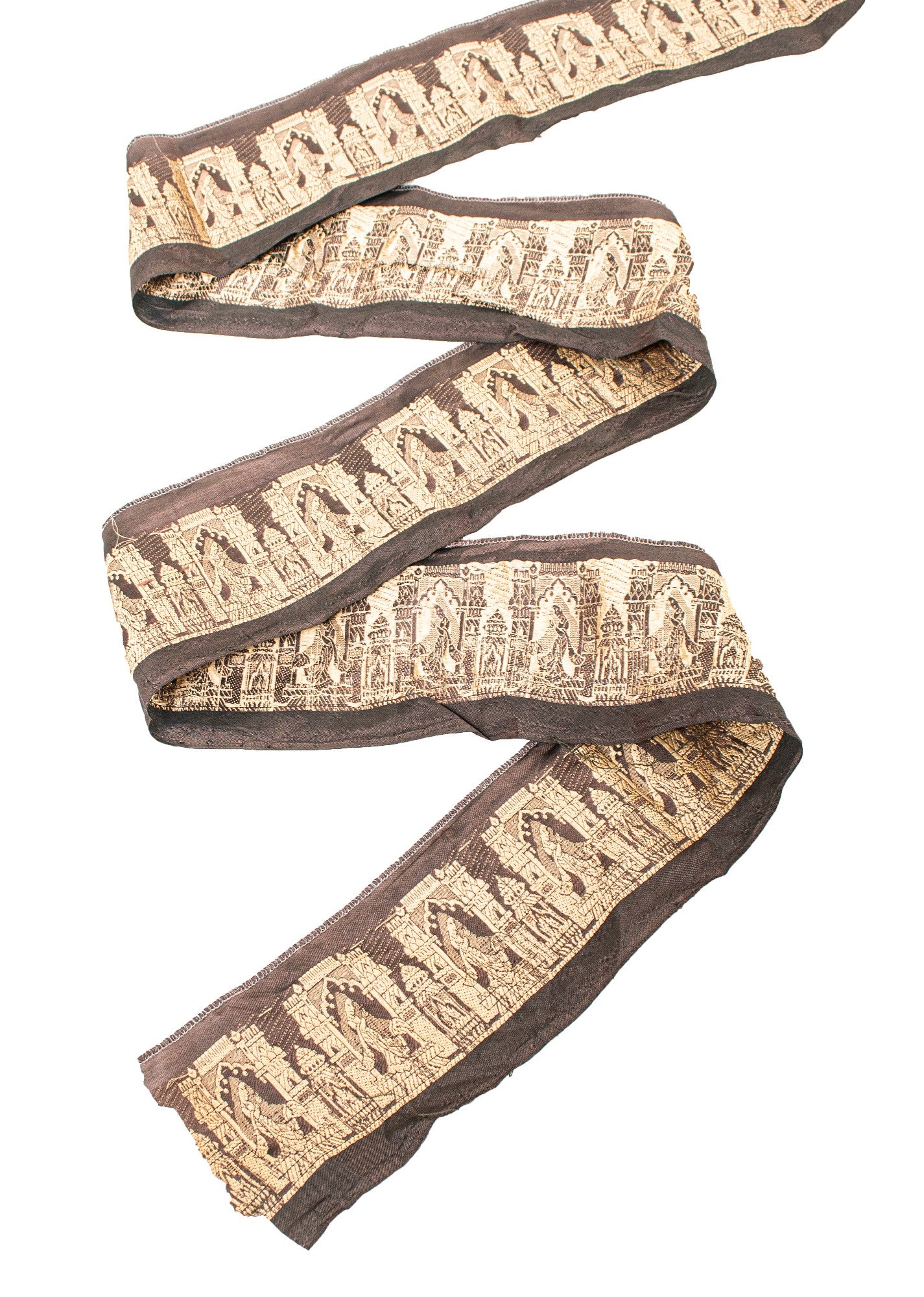 Sanskriti VINTAGE SAREE BORDER EMBROIDERED CRAFT 1YD TRIMS LACE 2.2W PURE SILK