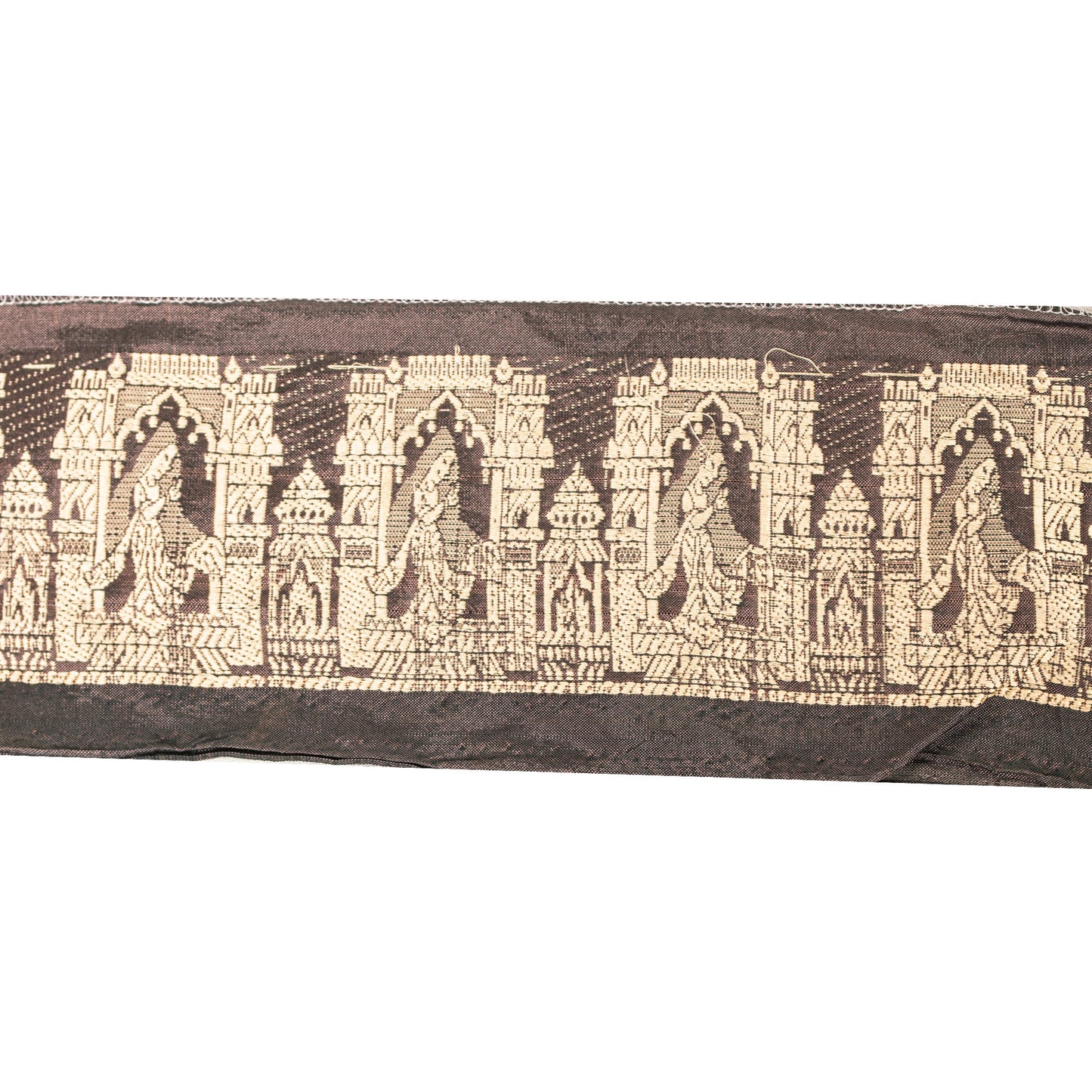 Sanskriti VINTAGE SAREE BORDER EMBROIDERED CRAFT 1YD TRIMS LACE 2.2W PURE SILK