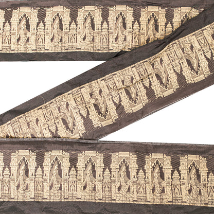 Sanskriti VINTAGE SAREE BORDER EMBROIDERED CRAFT 1YD TRIMS LACE 2.2W PURE SILK