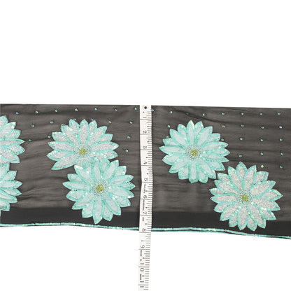 Sanskriti Vintage Sari Border Hand Beaded Sequins 1 YD Sewing Trim Black 8W Lace