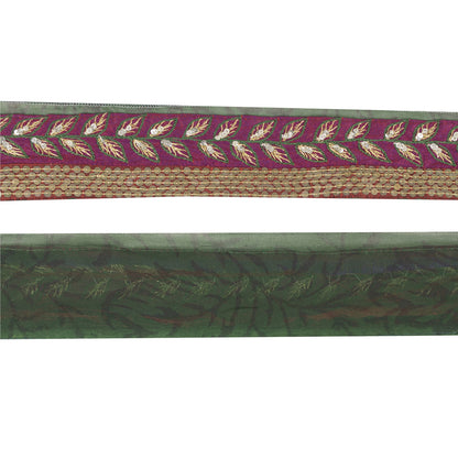 Sanskriti Vintage Sari Border Hand Bead Sequins 1 YD Craft Trim Purple 2.4W Lace
