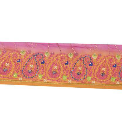 Sanskriti Vintage Sari Border 1 YD Craft Orange Trim Hand Beaded Sewing Lace