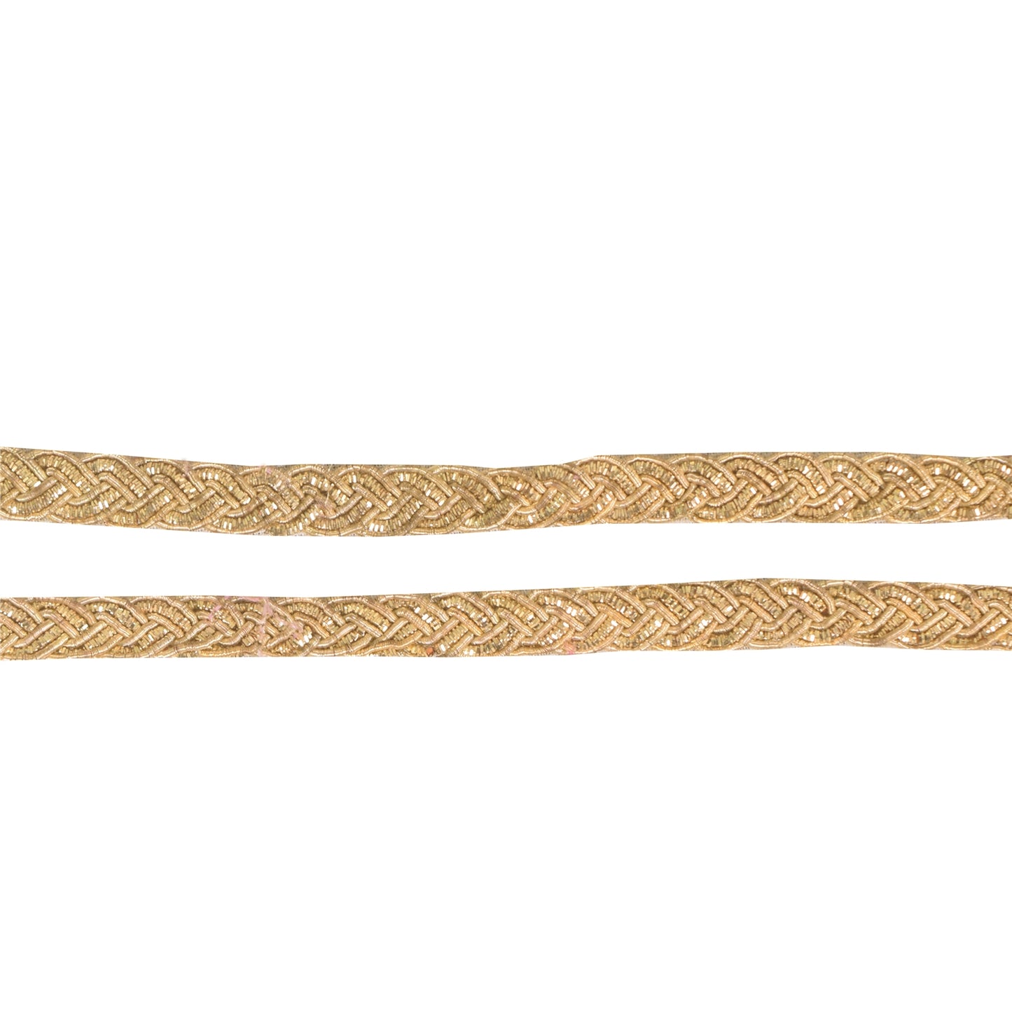 SANSKRITI VINTAGE SAREE BORDER HAND EMBROIDERED CRAFT 1 YD TRIMS 0.5W GOLDEN