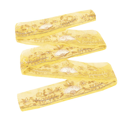 Sanskriti Vintage Sari Border Hand Beaded 1 YD Trim Lemon Lace Wrap Ribbon 3 W