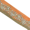 Sanskriti Vintage Sari Border Hand Beaded Craft 1 Yd Sewing Orange Trims Lace