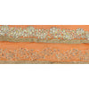 Sanskriti Vintage Sari Border Hand Beaded Craft 1 Yd Sewing Orange Trims Lace