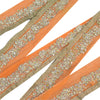 Sanskriti Vintage Sari Border Hand Beaded Craft 1 Yd Sewing Orange Trims Lace