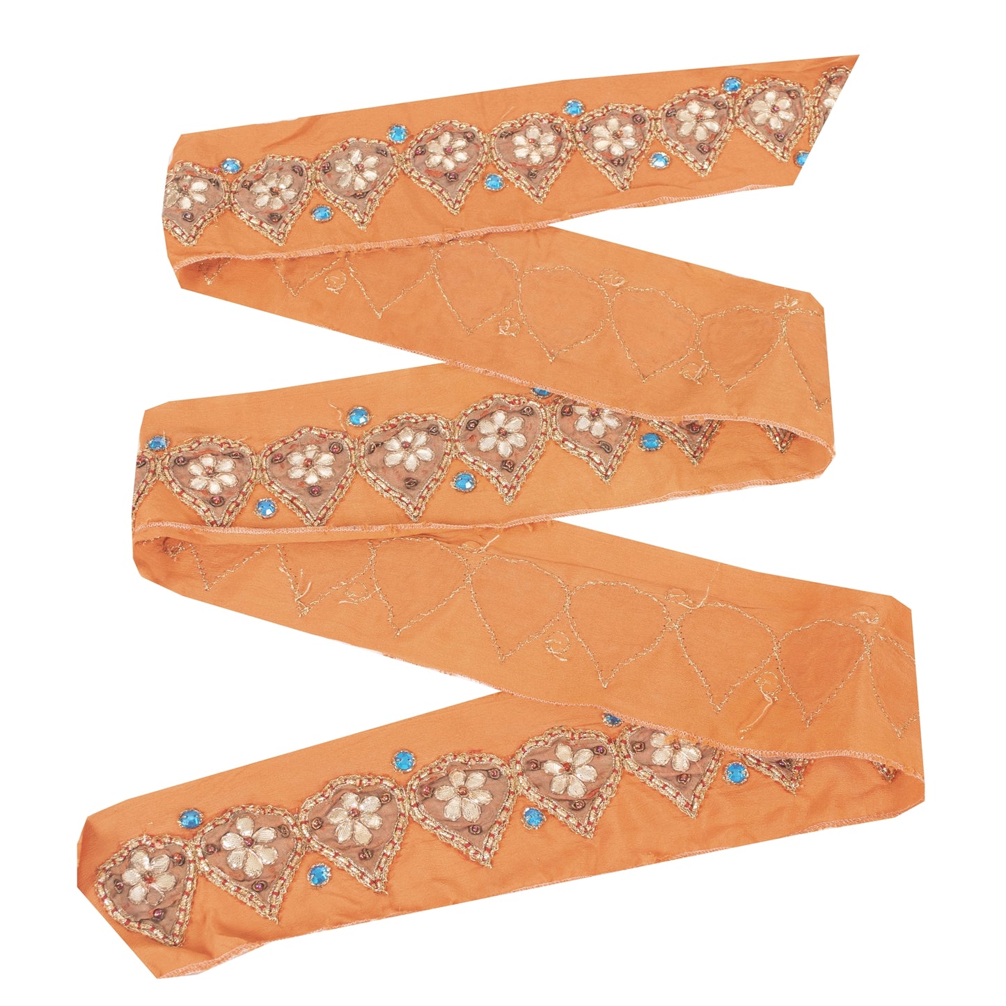 Sanskriti Vintage Sari Border 1YD Hand Bead Gota Patti ZariCraft Trim Peach Lace