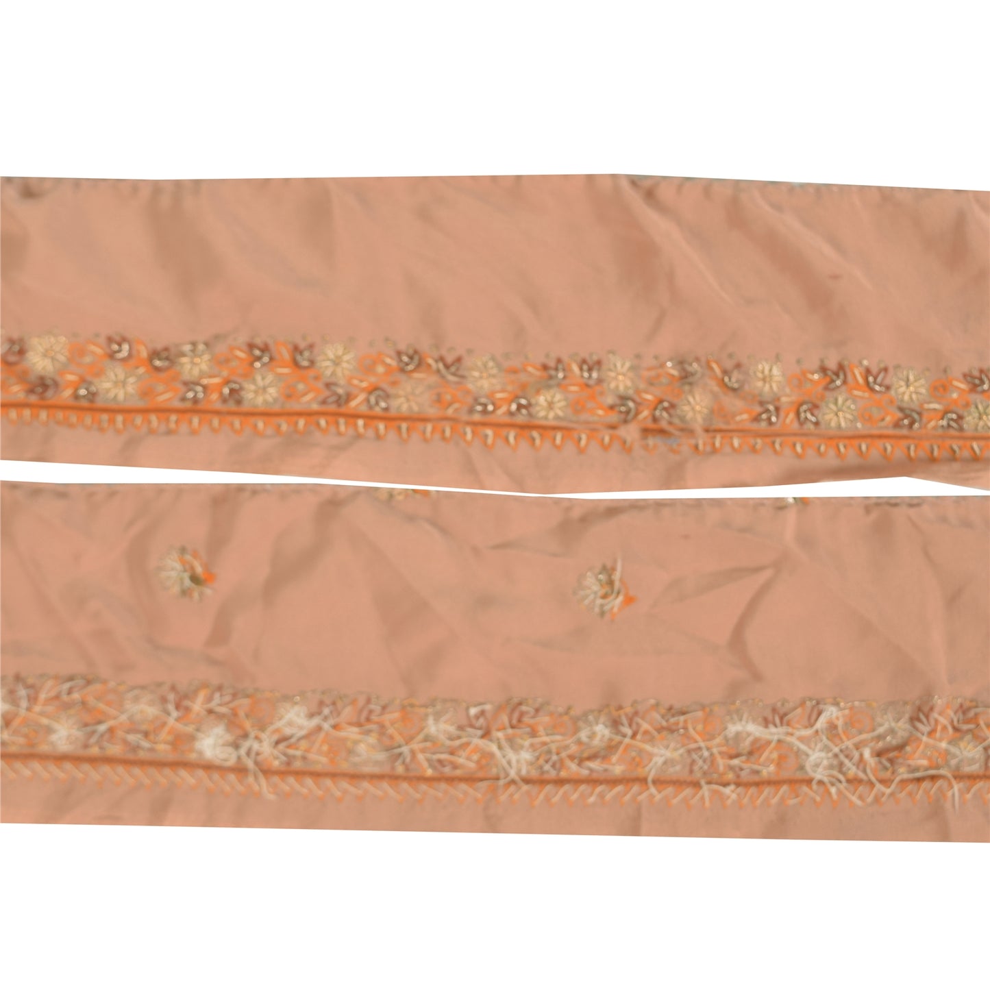Sanskriti Vintage Sari Border 1 YD Craft Peach Trim Hand Beaded Sewing Lace