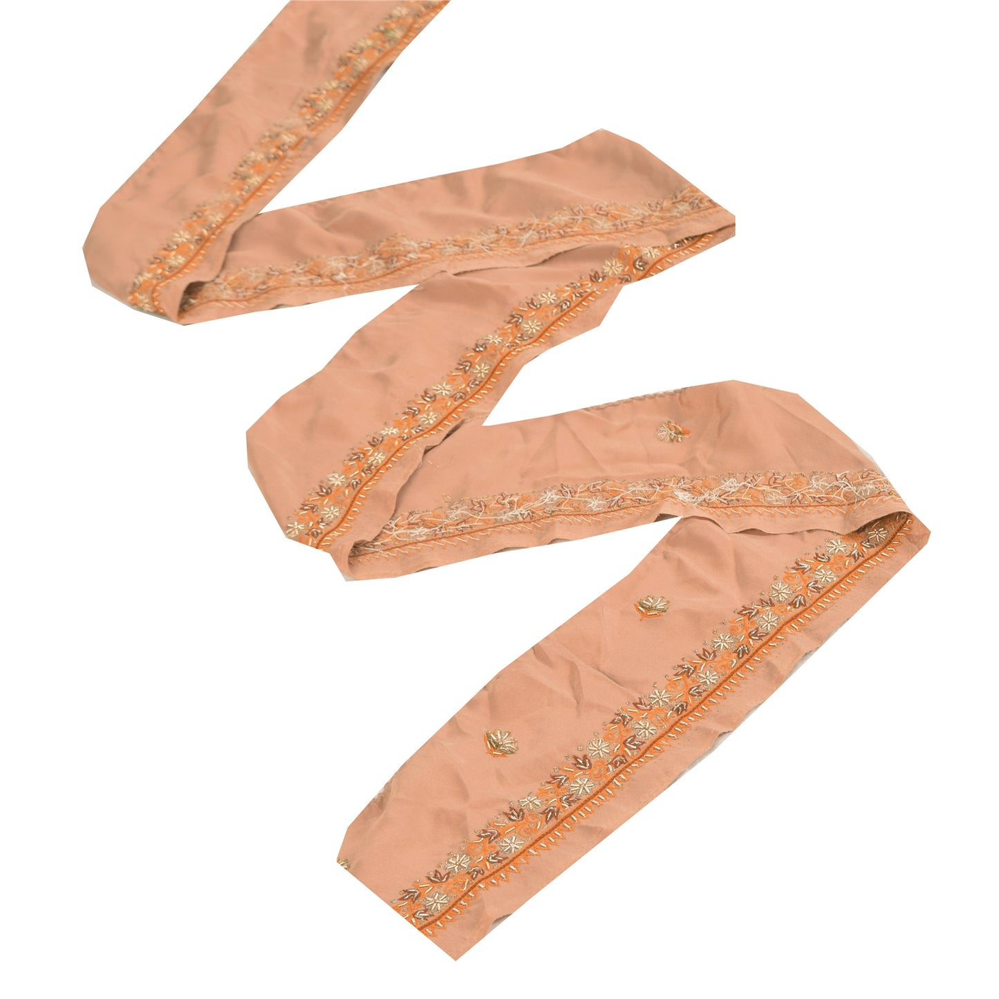 Sanskriti Vintage Sari Border 1 YD Craft Peach Trim Hand Beaded Sewing Lace