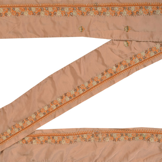 Sanskriti Vintage Sari Border 1 YD Craft Peach Trim Hand Beaded Sewing Lace