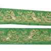 Sanskriti Vintage Sari Border Hand Embroidered 1 YD Trim Green Craft Lace 3.5"W