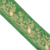 Sanskriti Vintage Sari Border Hand Embroidered 1 YD Trim Green Craft Lace 3.5"W