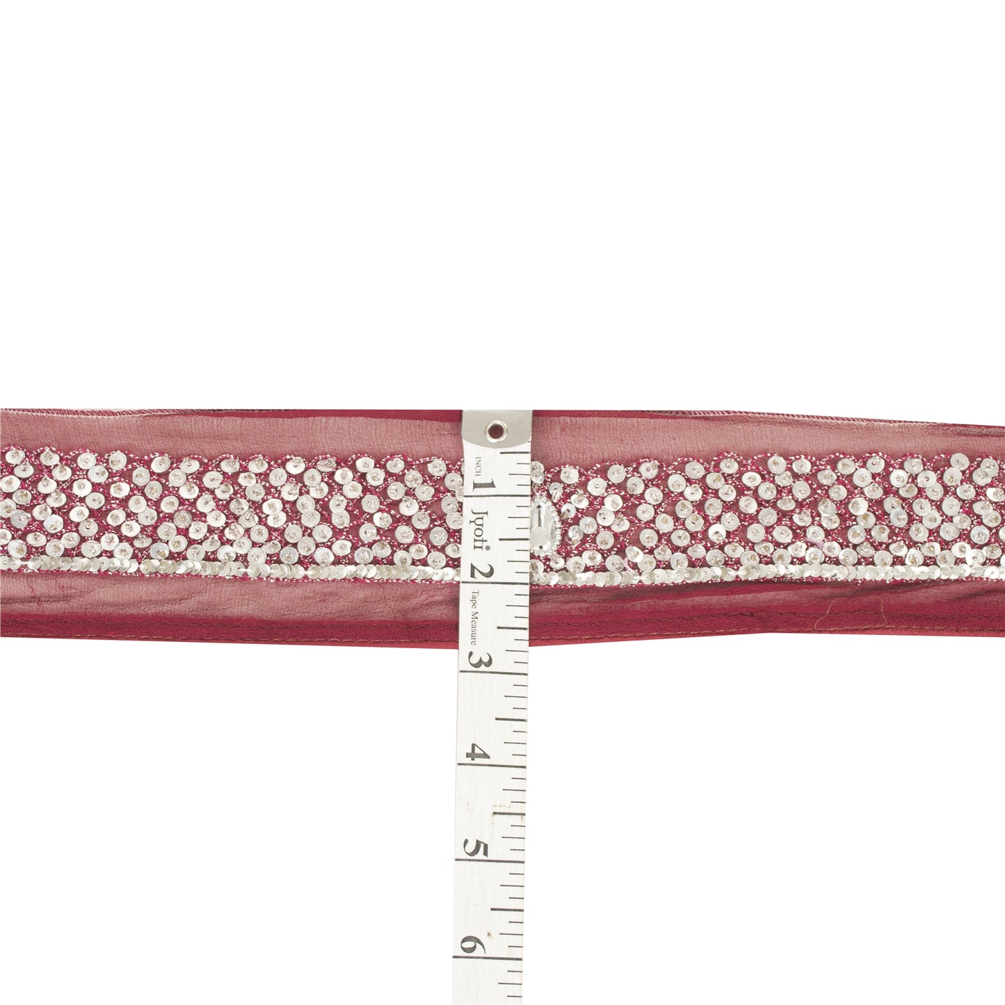 SANSKRITI VINTAGE SARI BORDER HAND BEADED CRAFT 1YD TRIMS LACE 2'W MAROON