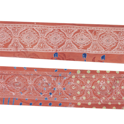 Sanskriti Vintage Sari Border Hand Embroidered Thread 1 YD Craft Trim Peach Lace