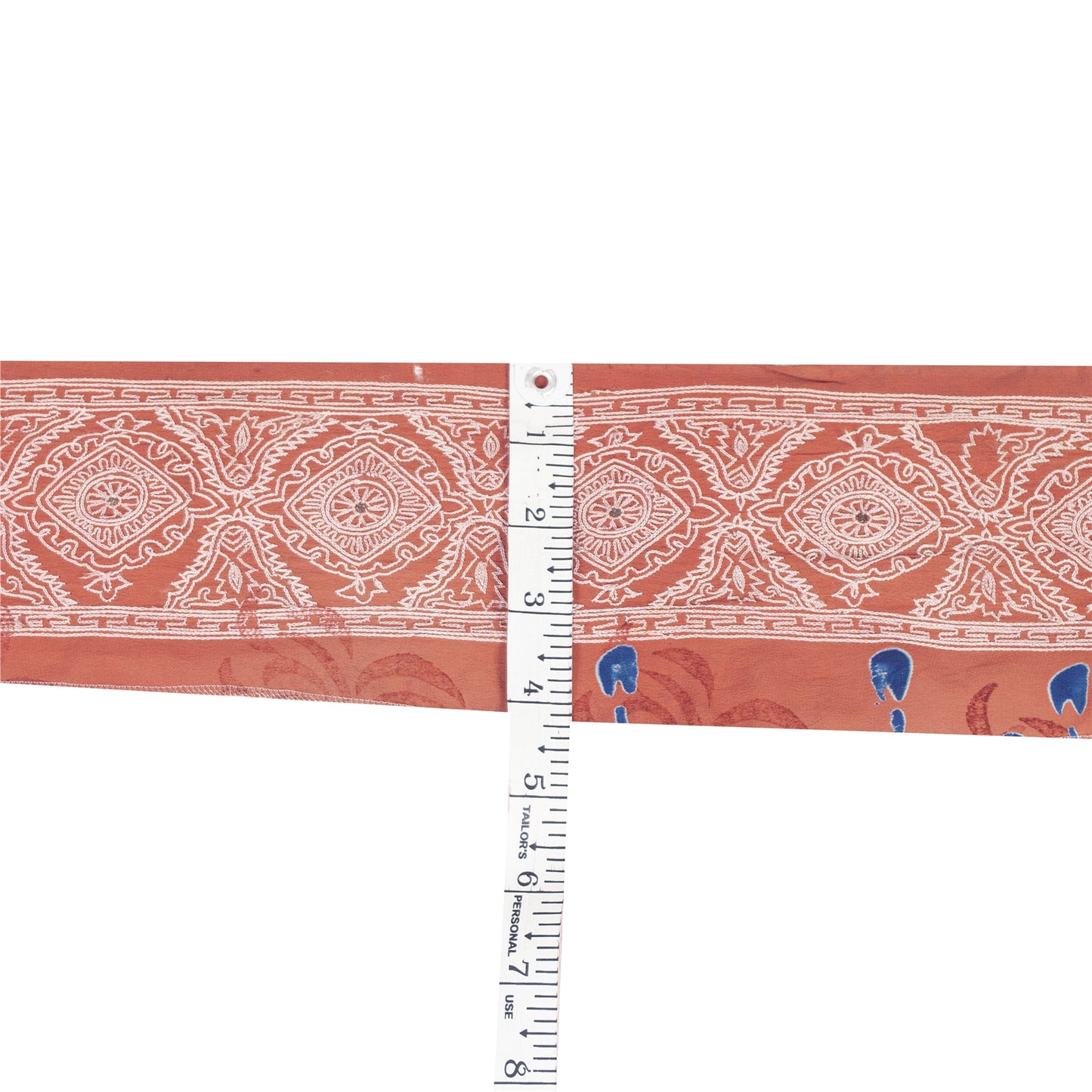 Sanskriti Vintage Sari Border Hand Embroidered Thread 1 YD Craft Trim Peach Lace