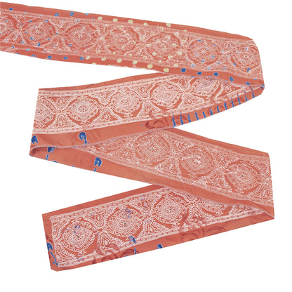 Sanskriti Vintage Sari Border Hand Embroidered Thread 1 YD Craft Trim Peach Lace
