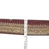 Sanskriti Vintage Sari Border Hand Beaded 1 YD Craft Trim Maroon Pure Silk Lace