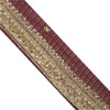 Sanskriti Vintage Sari Border Hand Beaded 1 YD Craft Trim Maroon Pure Silk Lace