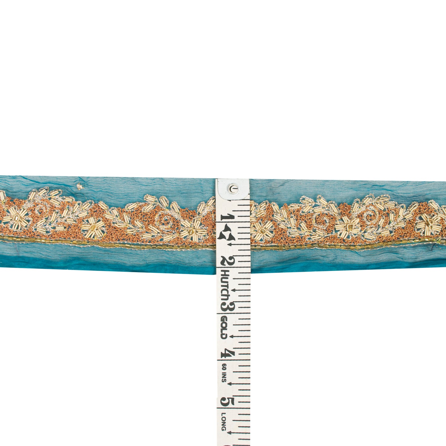 Sanskriti Vintage Craft Trims Lace Saree 1YD Border Blue Hand Beaded Zardozi