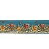 Sanskriti Vintage Sari Border Hand Bead 1 YD Craft Trim Blue Pure Silk 2.2W Lace