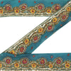 Sanskriti Vintage Sari Border Hand Bead 1 YD Craft Trim Blue Pure Silk 2.2W Lace