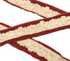 Sanskriti Vintage Saree Border Hand Beaded Craft 1YD Trims Lace 2W Brown