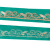 Sanskriti Vintage Saree Border Hand Beaded Zari 1yd Trims Indian Ribbon Green