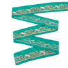 Sanskriti Vintage Saree Border Hand Beaded Zari 1yd Trims Indian Ribbon Green