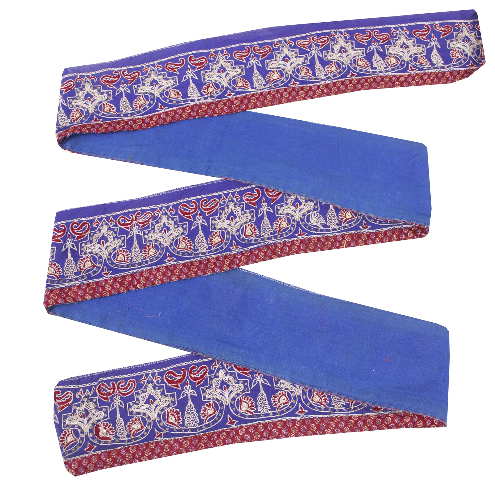 Sanskriti Vintage Saree Border Hand Embroidered Craft Trims Lace 1 YD Blue