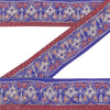 Sanskriti Vintage Saree Border Hand Embroidered Craft Trims Lace 1 YD Blue