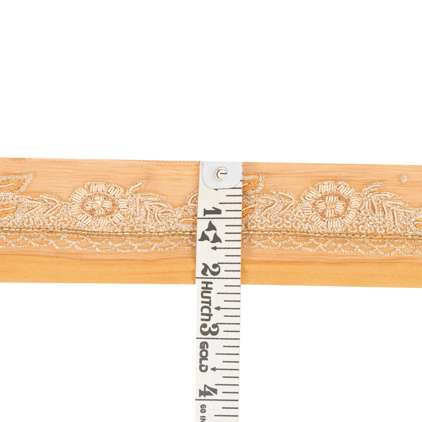 Sanskriti Vintage Saree Border Hand Bead 1 YD Craft Trims Floral 2.5W Cream Lace