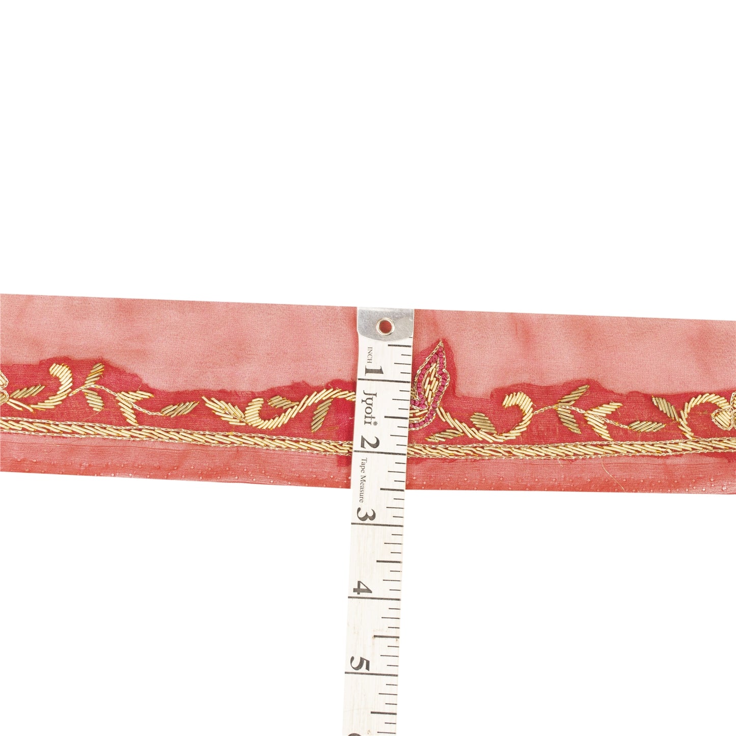 Sanskriti Vintage Saree Border Hand Embroidered Zardozi 1YD Trims 1W Ribbon Pink