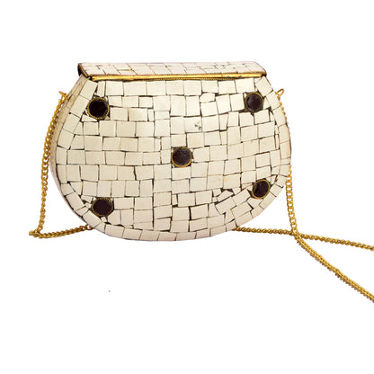 Sanskriti Women's Evening Mosaic Metallic Clutch Bag Handbag/Purse Shoulder Bag