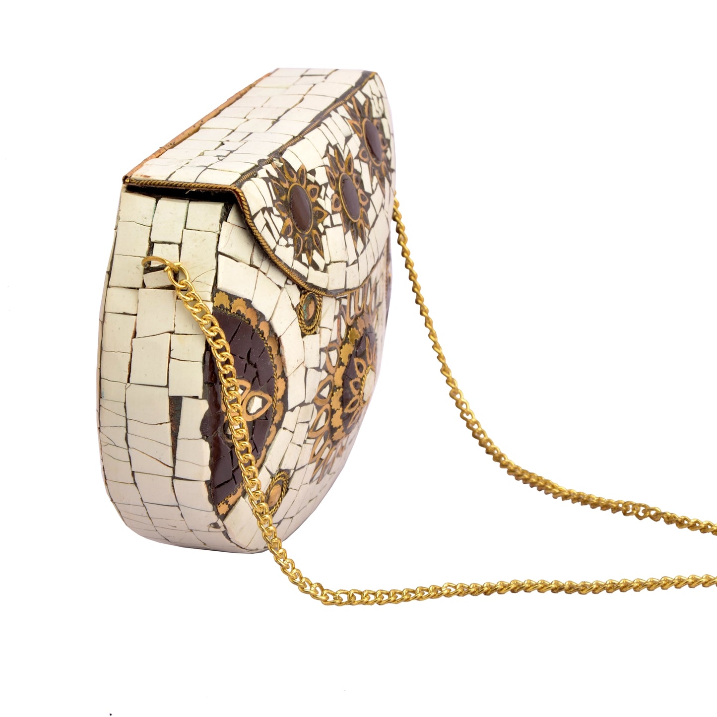 Sanskriti Women's Evening Mosaic Metallic Clutch Bag Handbag/Purse Shoulder Bag