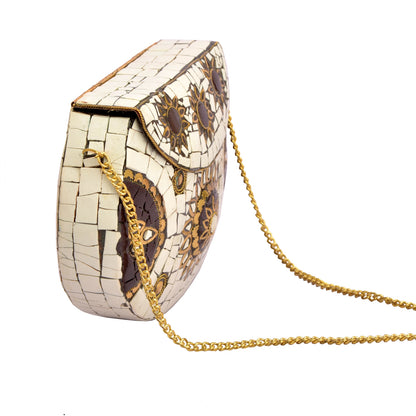 Sanskriti Women's Evening Mosaic Metallic Clutch Bag Handbag/Purse Shoulder Bag