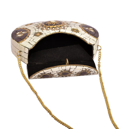 Sanskriti Women's Evening Mosaic Metallic Clutch Bag Handbag/Purse Shoulder Bag