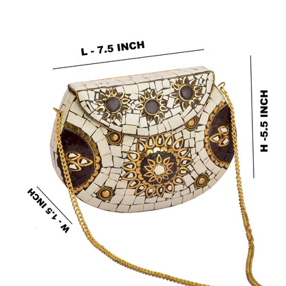 Sanskriti Women's Evening Mosaic Metallic Clutch Bag Handbag/Purse Shoulder Bag