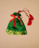 Sanskriti Festive Christmas Gifting Silk Bag/Pouch/Purse Set 4 Drawstring 7x7 In