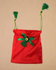Sanskriti Festive Christmas Gifting Silk Bag/Pouch/Purse Set 4 Drawstring 7x7 In