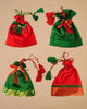 Sanskriti Festive Christmas Gifting Silk Bag/Pouch/Purse Set 4 Drawstring 7x7 In