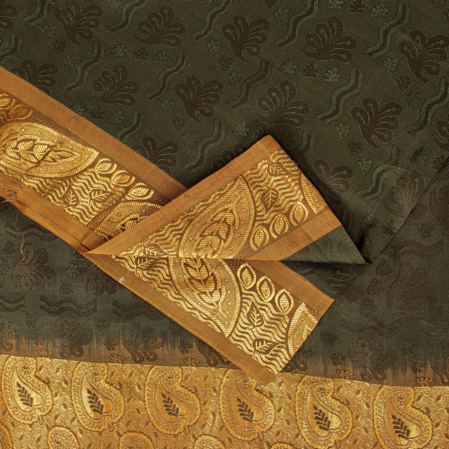 Sanskriti Vintage Rare Black Kanjivaram Sarees Handcrafted Art Silk Sari Fabric