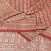 Sanskriti Vintage Red Sarees Pure Satin Silk Brocade/Banarasi Woven Fabric Sari