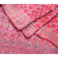 Sanskriti Vintage Saree Indian Sarees Satin Pink Woven Wedding Brocade/Banarasi Sarees Fabric 5YD Craft Sari Upcycled Sarongs Scarves
