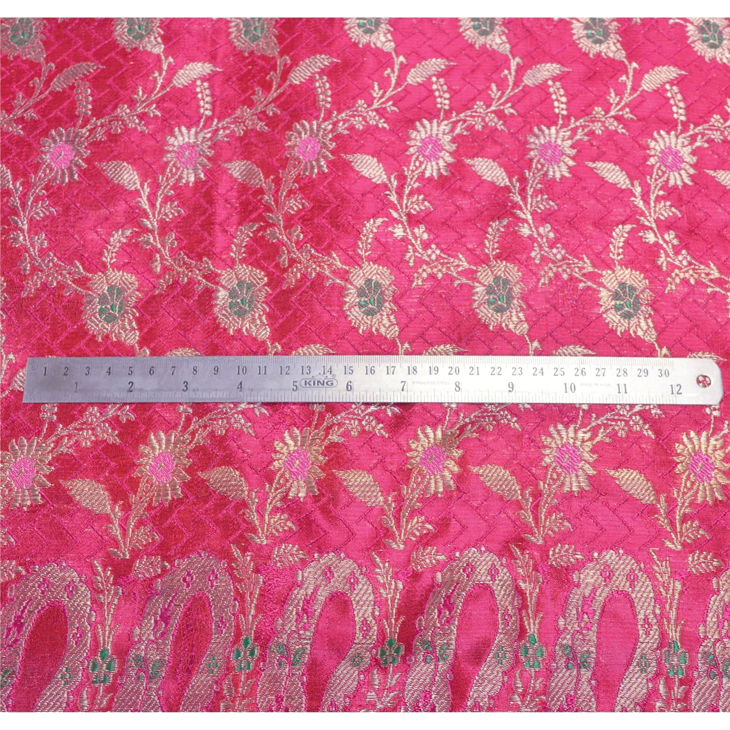 Sanskriti Vintage Indian Sarees Satin Pink Woven Brocade/Banarasi Fabric Sari